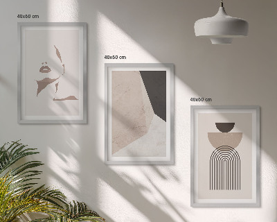 Three-piece wall art piece Abstract face shapes