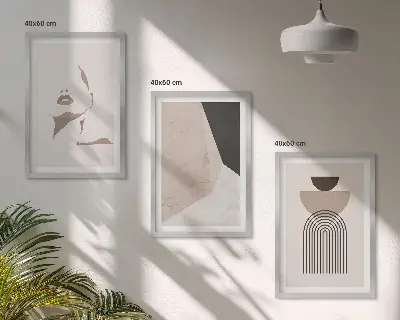 Abstract face shapes wall art three-piece set