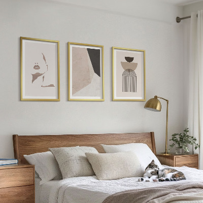 Three-piece wall art piece Abstract face shapes