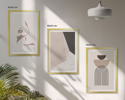 Three-piece wall art piece Abstract face shapes