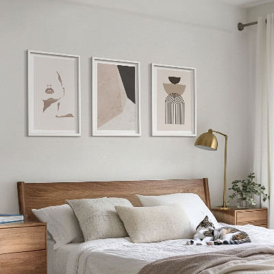 Three-piece wall art piece Abstract face shapes