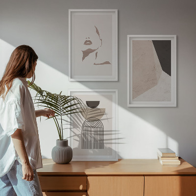 Three-piece wall art piece Abstract face shapes
