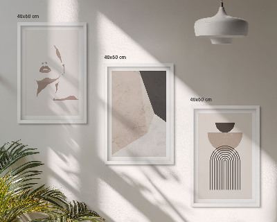 Three-piece wall art piece Abstract face shapes