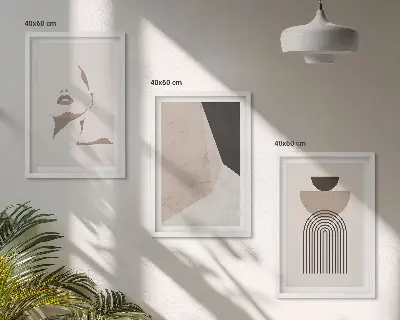 Abstract face shapes wall art three-piece set
