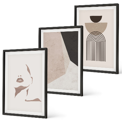Three-piece wall art piece Abstract face shapes