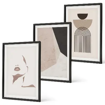 Abstract face shapes wall art three-piece set