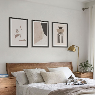 Three-piece wall art piece Abstract face shapes