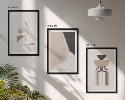 Three-piece wall art piece Abstract face shapes