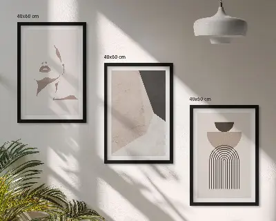 Abstract face shapes wall art three-piece set