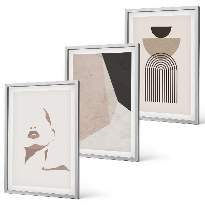 Three-piece wall art piece Abstract face shapes