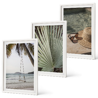 Three-piece wall art piece Beach swing leaf vacation