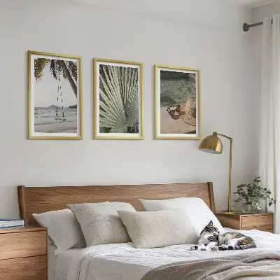 Three-piece wall art set beach swing leaf vacation design