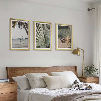 Three-piece wall art piece Beach swing leaf vacation