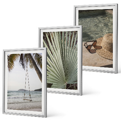 Three-piece wall art piece Beach swing leaf vacation