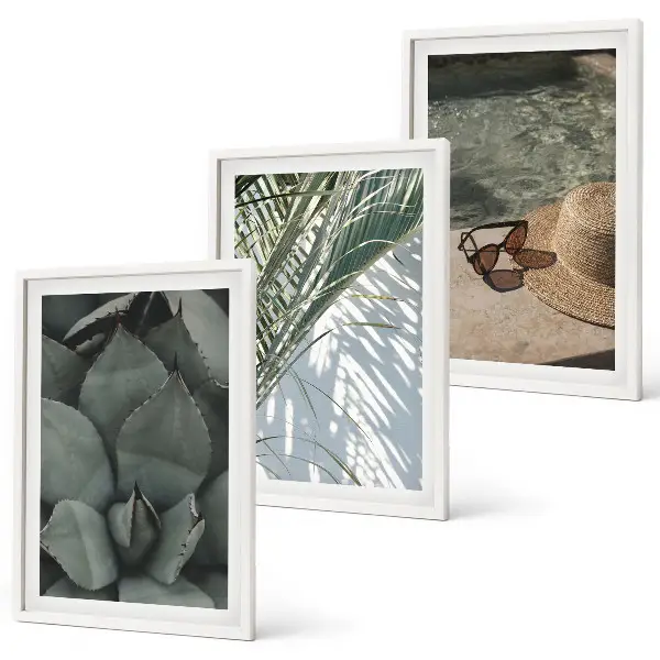 Tropical plants wall art set vacation theme