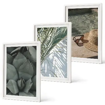 Tropical plants wall art set vacation theme
