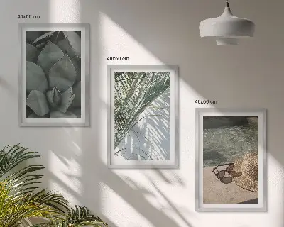 Tropical plants wall art set vacation theme