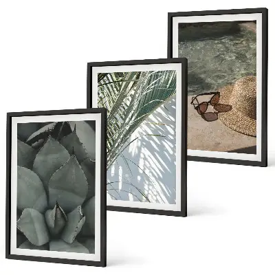 Tropical plants wall art set vacation theme