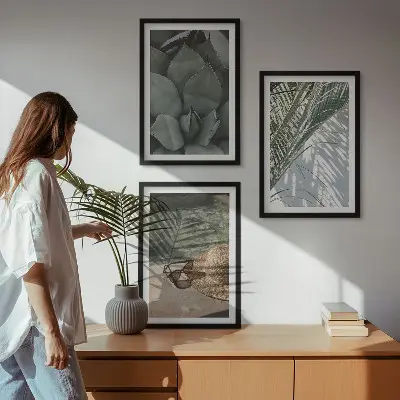 Tropical plants wall art set vacation theme