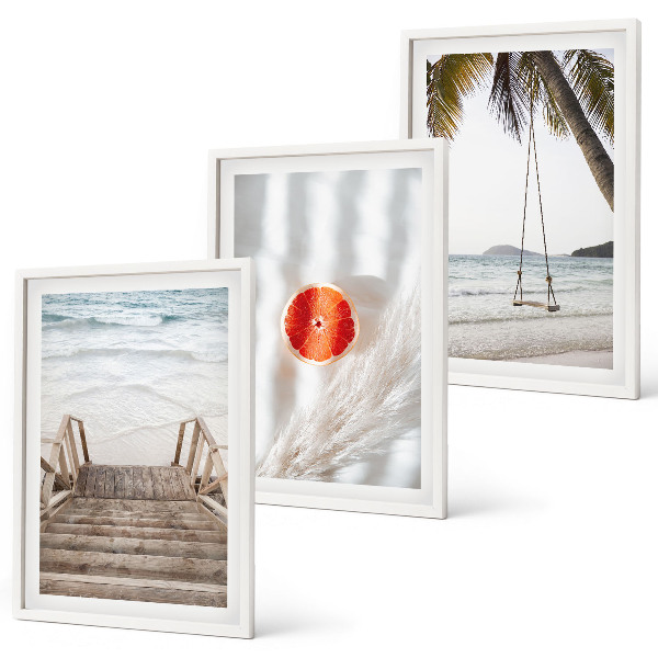 Three-piece wall art piece Beach wooden stairs vacation