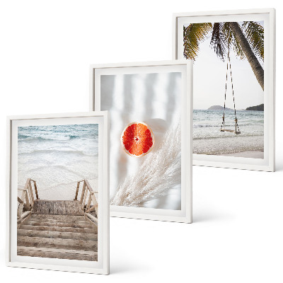 Three-piece wall art piece Beach wooden stairs vacation