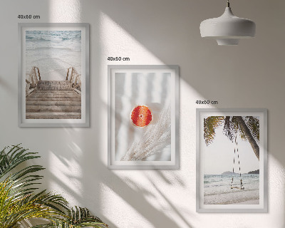 Three-piece wall art piece Beach wooden stairs vacation