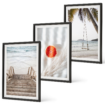 Three-piece wall art piece Beach wooden stairs vacation