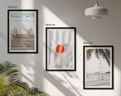 Three-piece wall art piece Beach wooden stairs vacation