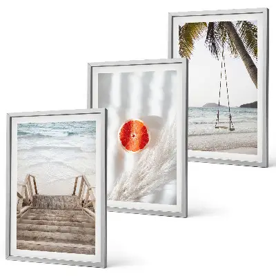 Three-piece wall art set beach wooden stairs vacation theme