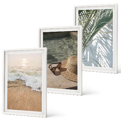Wall art set Water beach hat sunglasses