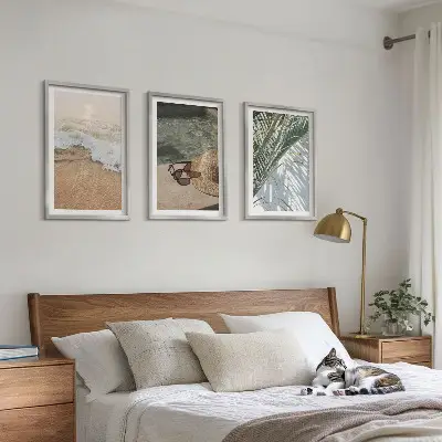 Wall art set water beach hat and sunglasses design