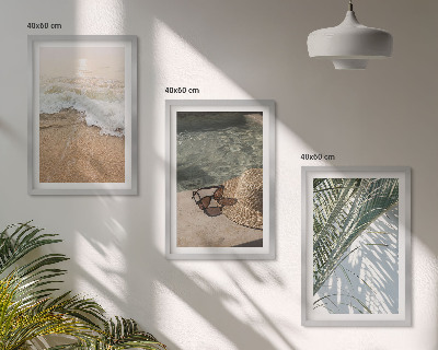 Wall art set Water beach hat sunglasses