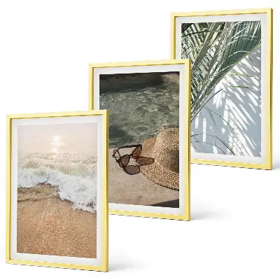 Wall art set water beach hat and sunglasses design