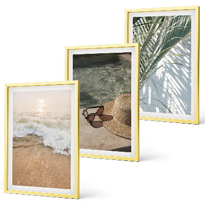 Wall art set Water beach hat sunglasses