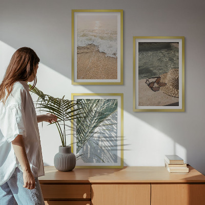 Wall art set Water beach hat sunglasses