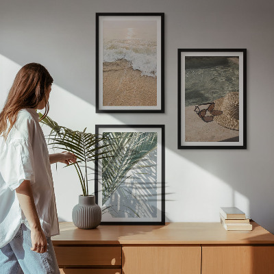 Wall art set Water beach hat sunglasses