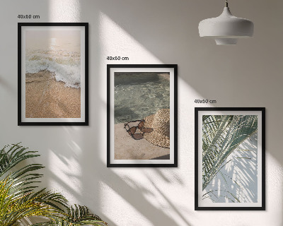 Wall art set Water beach hat sunglasses
