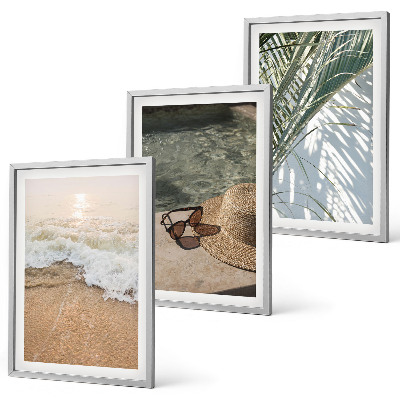 Wall art set Water beach hat sunglasses