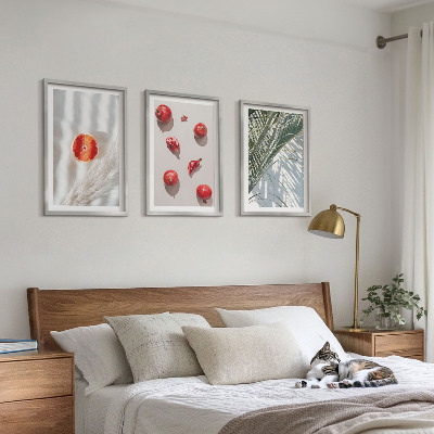 Set of 3 framed wall art pieces Holiday palm fruit
