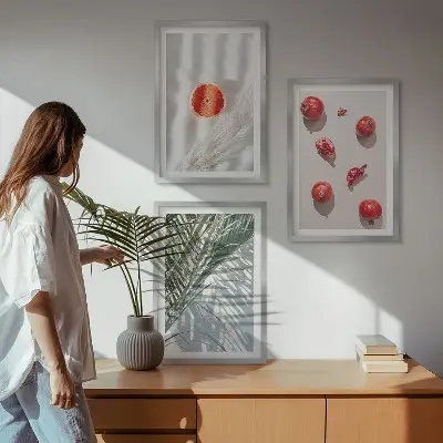 Holiday palm fruit framed wall art set of 3 pieces