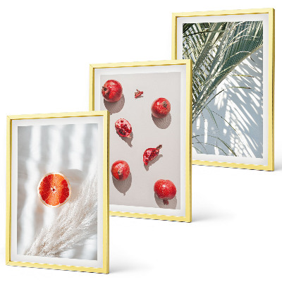 Set of 3 framed wall art pieces Holiday palm fruit