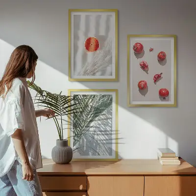 Holiday palm fruit framed wall art set of 3 pieces
