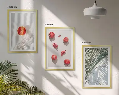 Holiday palm fruit framed wall art set of 3 pieces