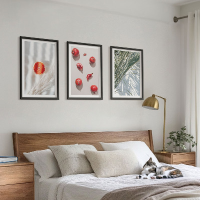 Set of 3 framed wall art pieces Holiday palm fruit