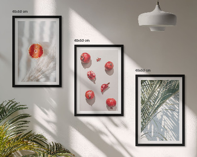 Set of 3 framed wall art pieces Holiday palm fruit