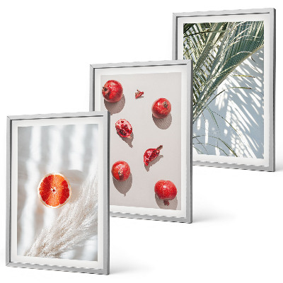 Set of 3 framed wall art pieces Holiday palm fruit