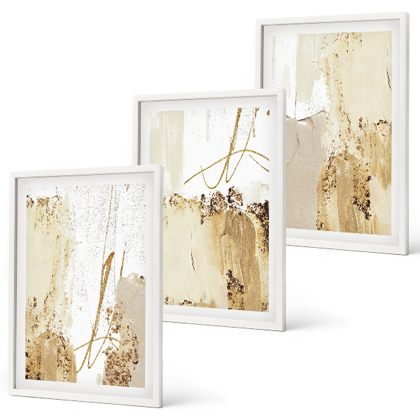 Wall art set Abstract patterns beige white