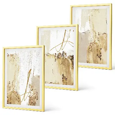 Wall art set abstract patterns in beige and white