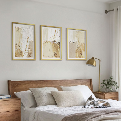 Wall art set Abstract patterns beige white