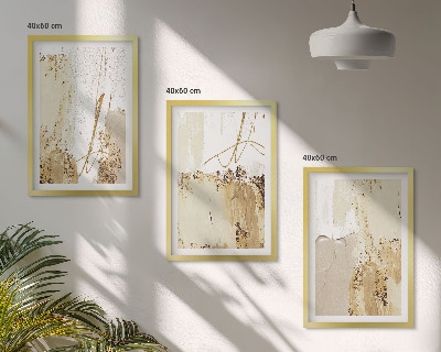 Wall art set Abstract patterns beige white